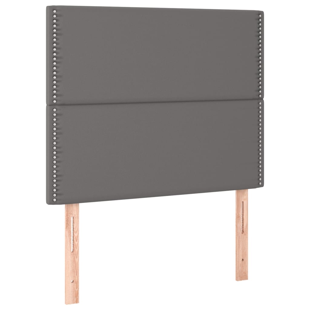 vidaXL Κρεβάτι Boxspring με Στρώμα Γκρι 90x190 εκ. από Συνθετικό Δέρμα