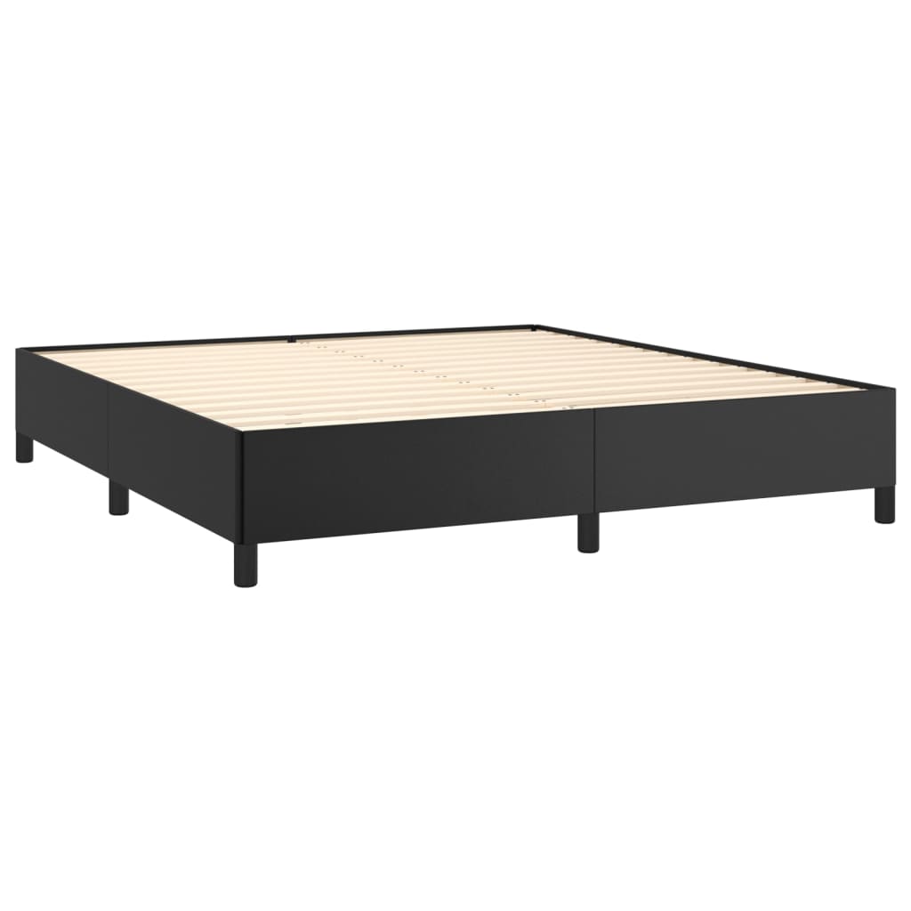 vidaXL Κρεβάτι Boxspring με Στρώμα Μαύρο 180x200εκ.από Συνθετικό Δέρμα