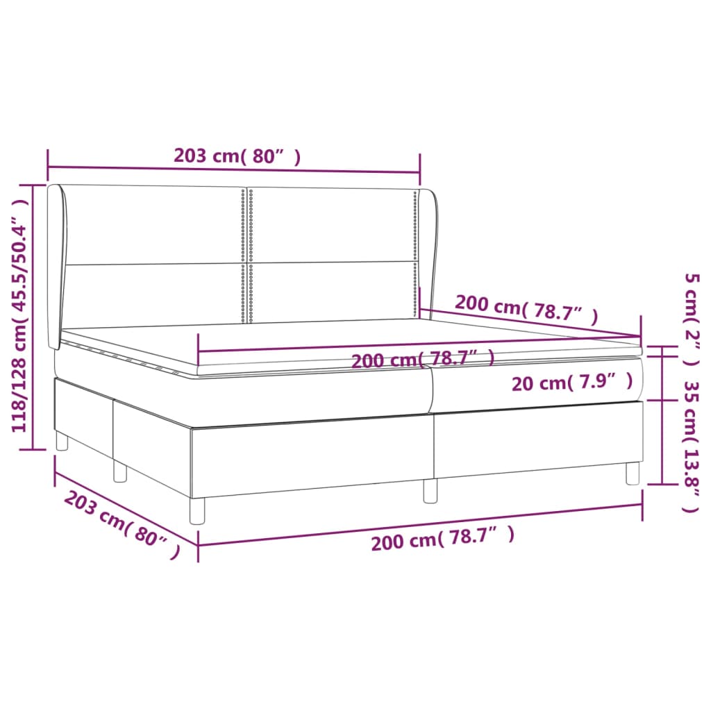 vidaXL Κρεβάτι Boxspring με Στρώμα Μαύρο 200x200 εκ. Συνθετικό Δέρμα