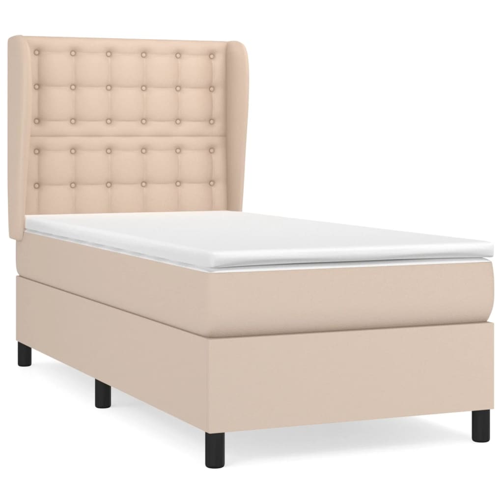 vidaXL Κρεβάτι Boxspring με Στρώμα Καπουτσίνο 80x200 εκ. Συνθ. Δέρμα