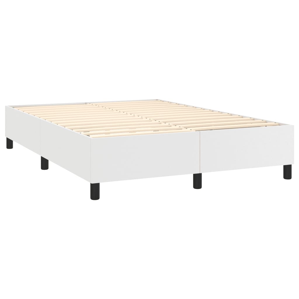 vidaXL Κρεβάτι Boxspring με Στρώμα Λευκό 140x190εκ.από Συνθετικό Δέρμα