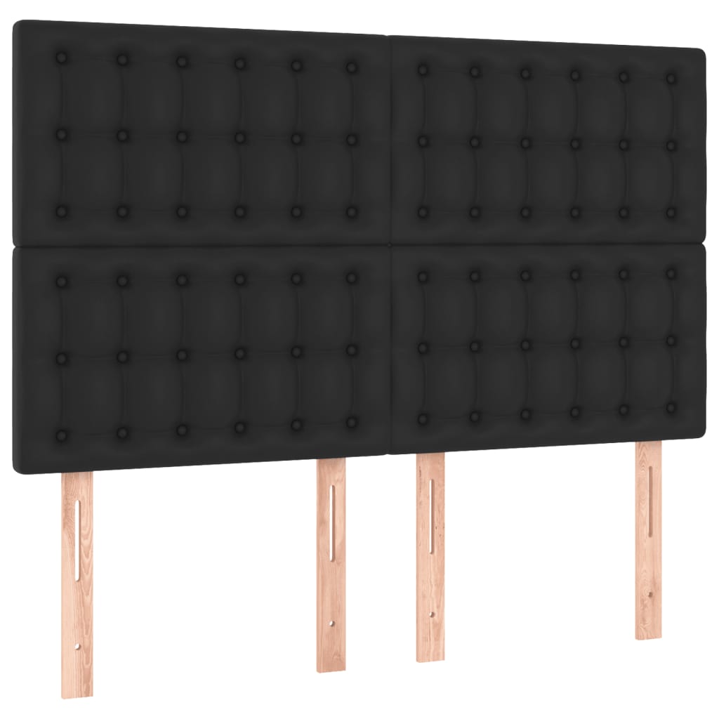 vidaXL Κρεβάτι Boxspring με Στρώμα Μαύρο 140x200εκ.από Συνθετικό Δέρμα
