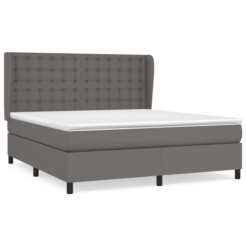 vidaXL Κρεβάτι Boxspring με Στρώμα Γκρι 160x200εκ. από Συνθετικό Δέρμα