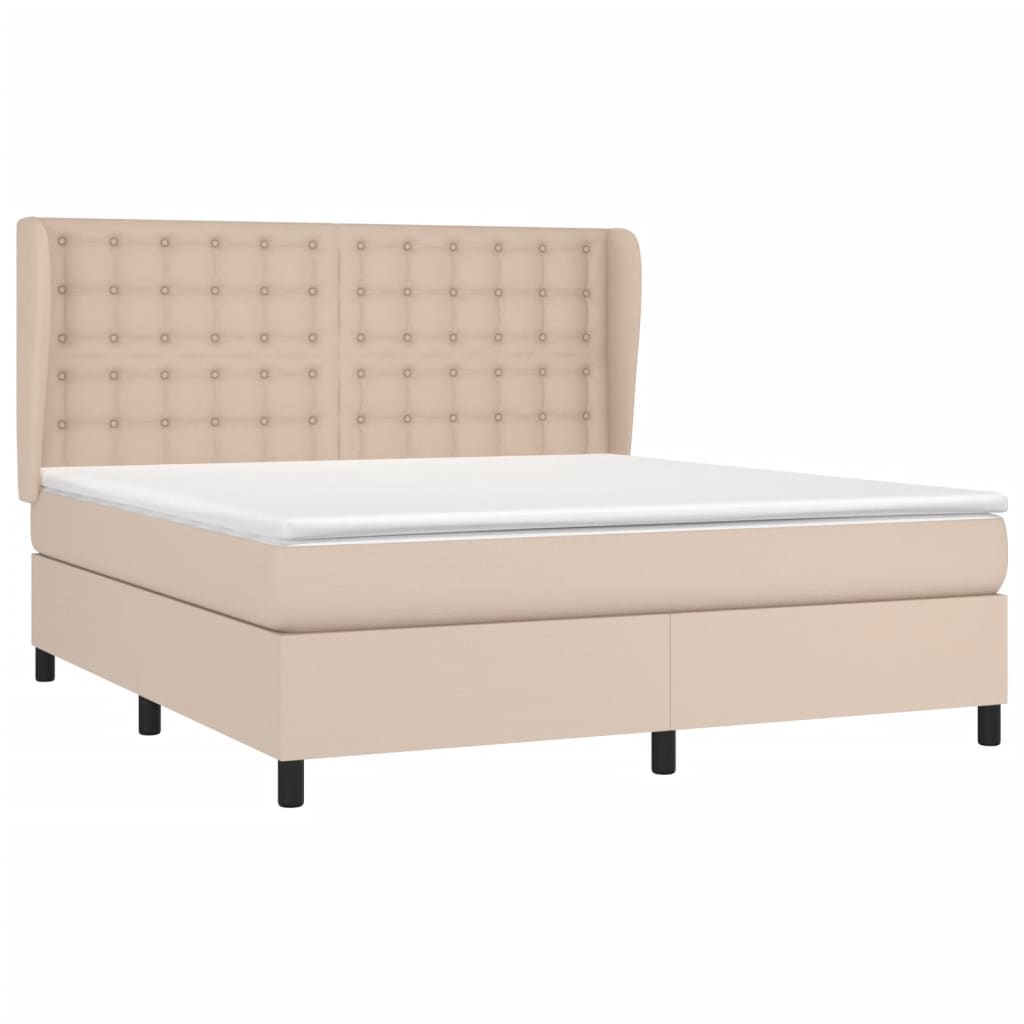vidaXL Κρεβάτι Boxspring με Στρώμα Καπουτσίνο 160x200εκ.από Συνθ.Δέρμα