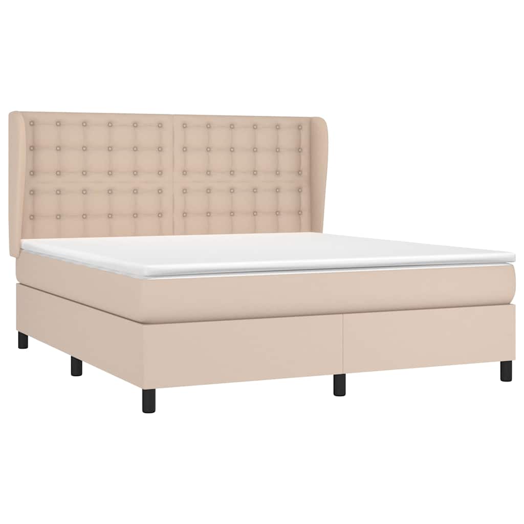 vidaXL Κρεβάτι Boxspring με Στρώμα Καπουτσίνο 180x200 εκ. Συνθ. Δέρμα