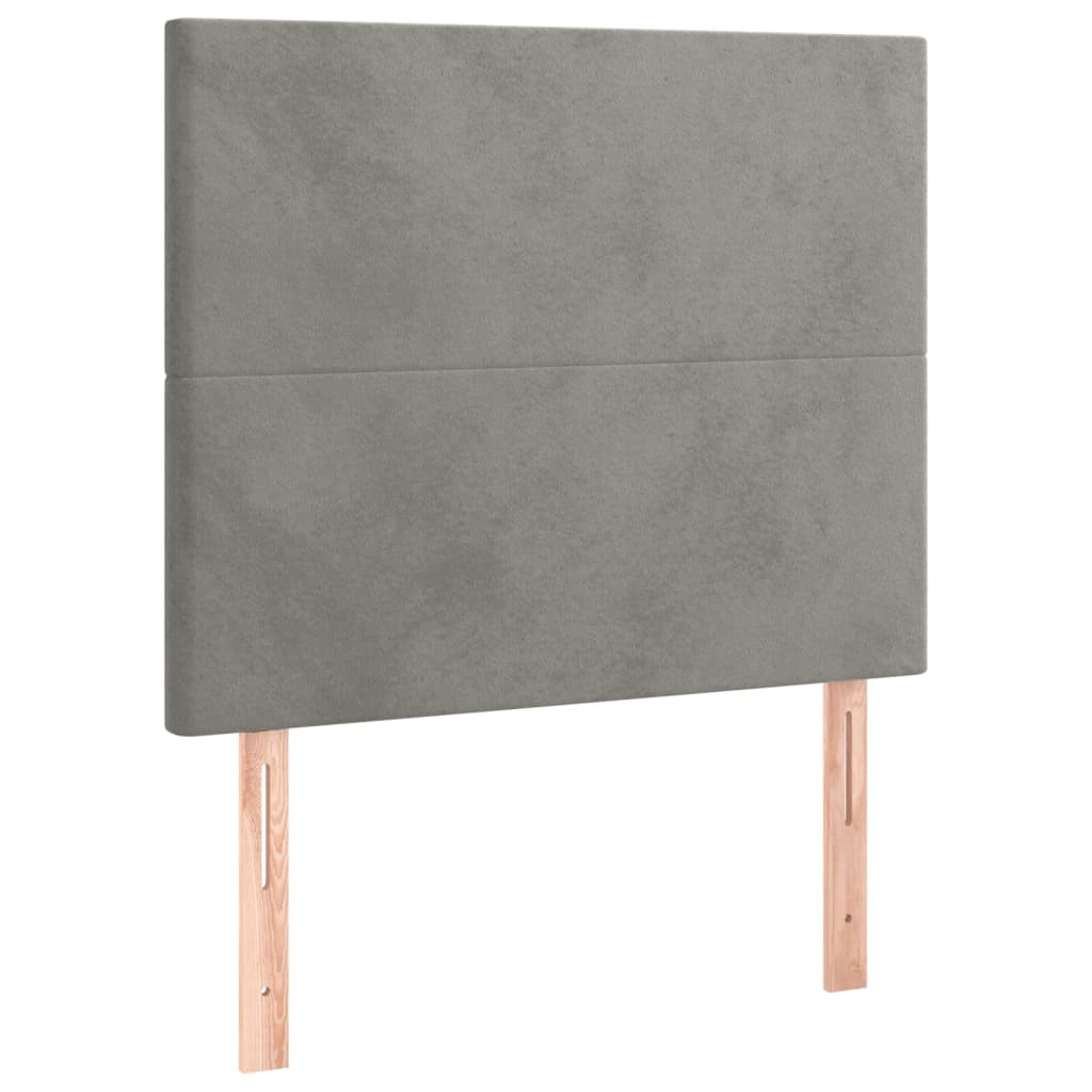 vidaXL Κρεβάτι Boxspring με Στρώμα Ανοιχτό Γκρι 90x190 εκ. Βελούδινο