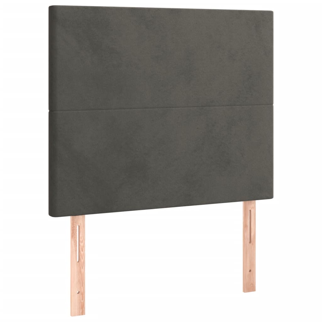 vidaXL Κρεβάτι Boxspring με Στρώμα Σκούρο Γκρι 90x190 εκ. Βελούδινο