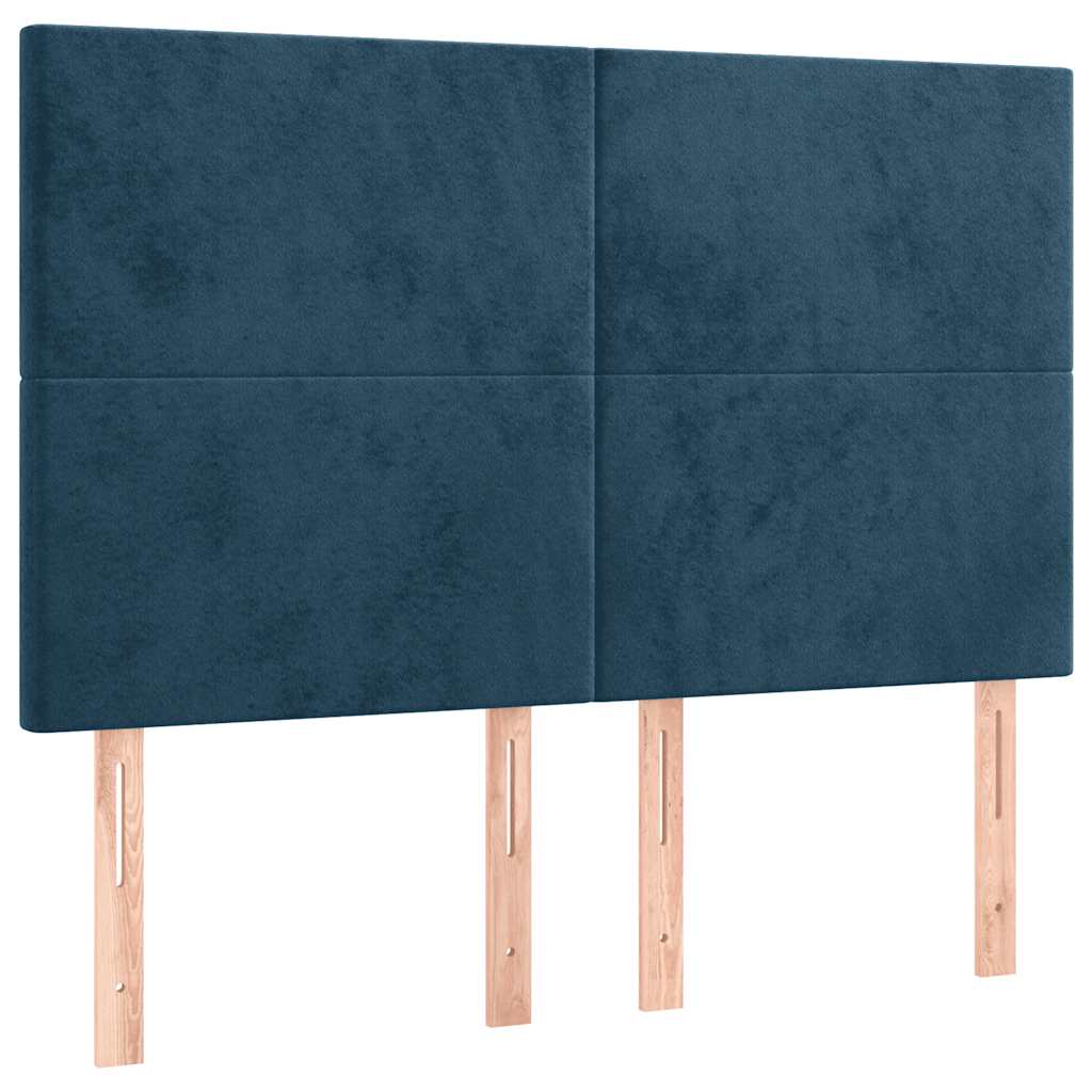 vidaXL Κρεβάτι Boxspring με Στρώμα Σκούρο Μπλε 140x190 εκ. Βελούδινο