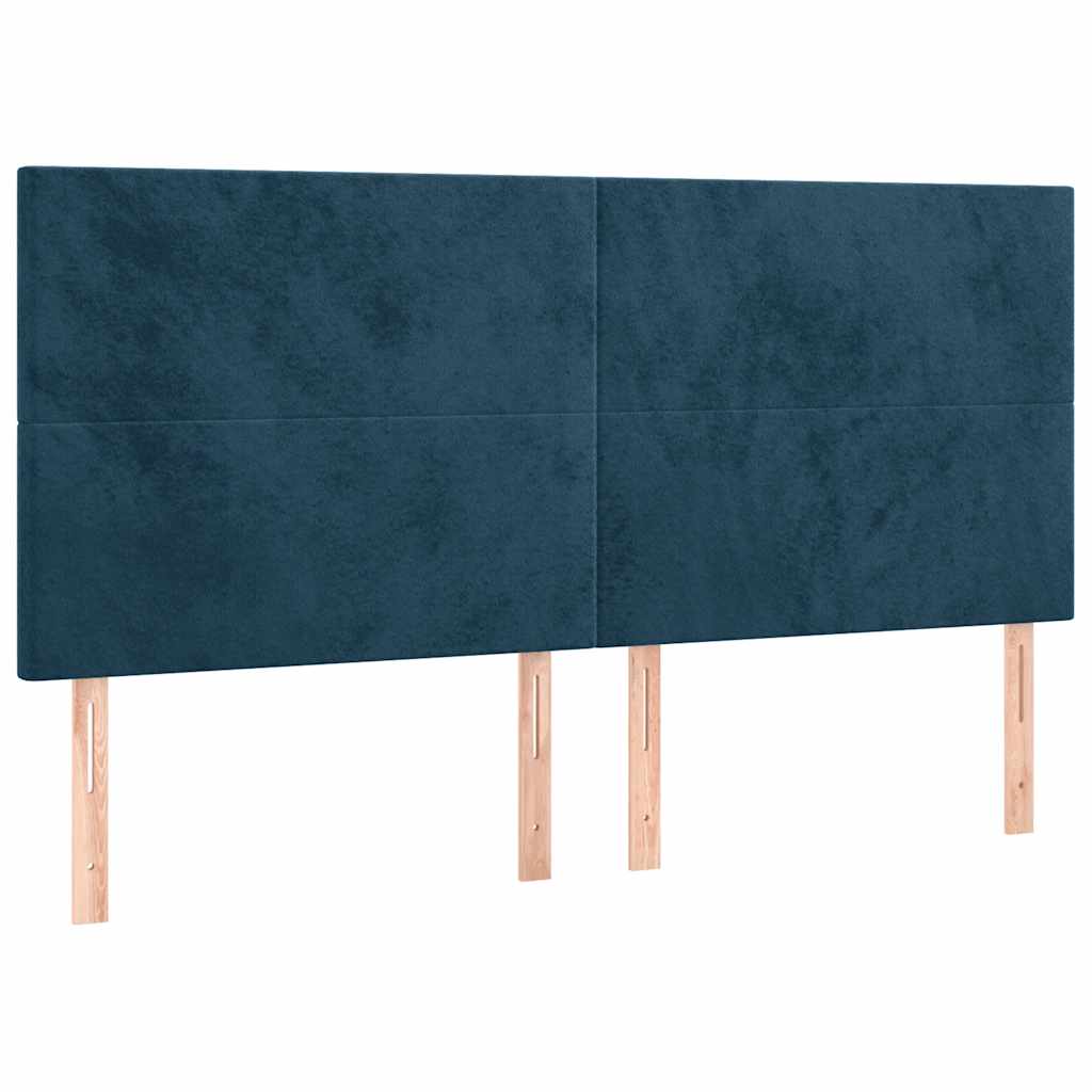 vidaXL Κρεβάτι Boxspring με Στρώμα Σκούρο Μπλε 160x200 εκ. Βελούδινο
