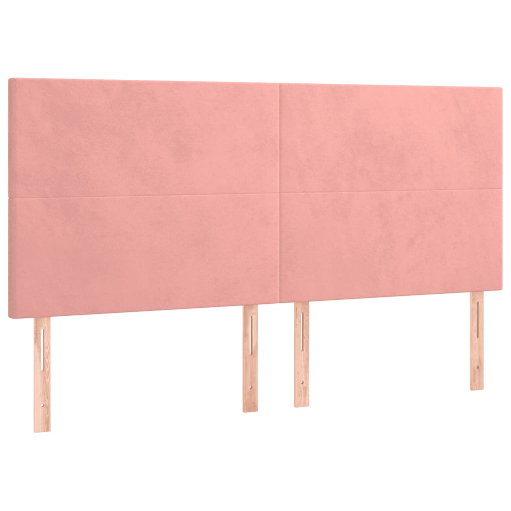 vidaXL Κρεβάτι Boxspring με Στρώμα Ροζ 200x200 εκ. Βελούδινο