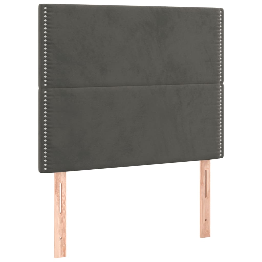 vidaXL Κρεβάτι Boxspring με Στρώμα Σκούρο Γκρι 100x200 εκ. Βελούδινο
