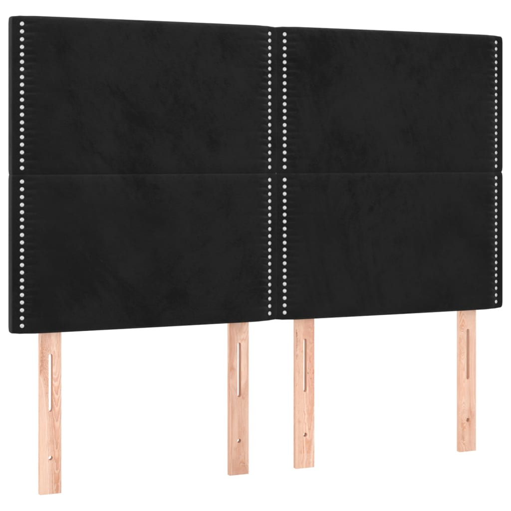 vidaXL Κρεβάτι Boxspring με Στρώμα Μαύρο 140x190 εκ. Βελούδινο