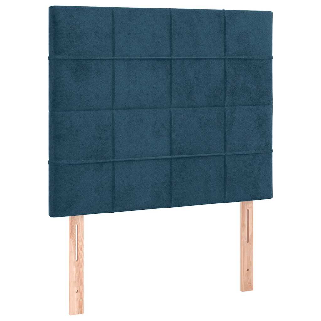 vidaXL Κρεβάτι Boxspring με Στρώμα Σκούρο Μπλε 90x190 εκ. Βελούδινο