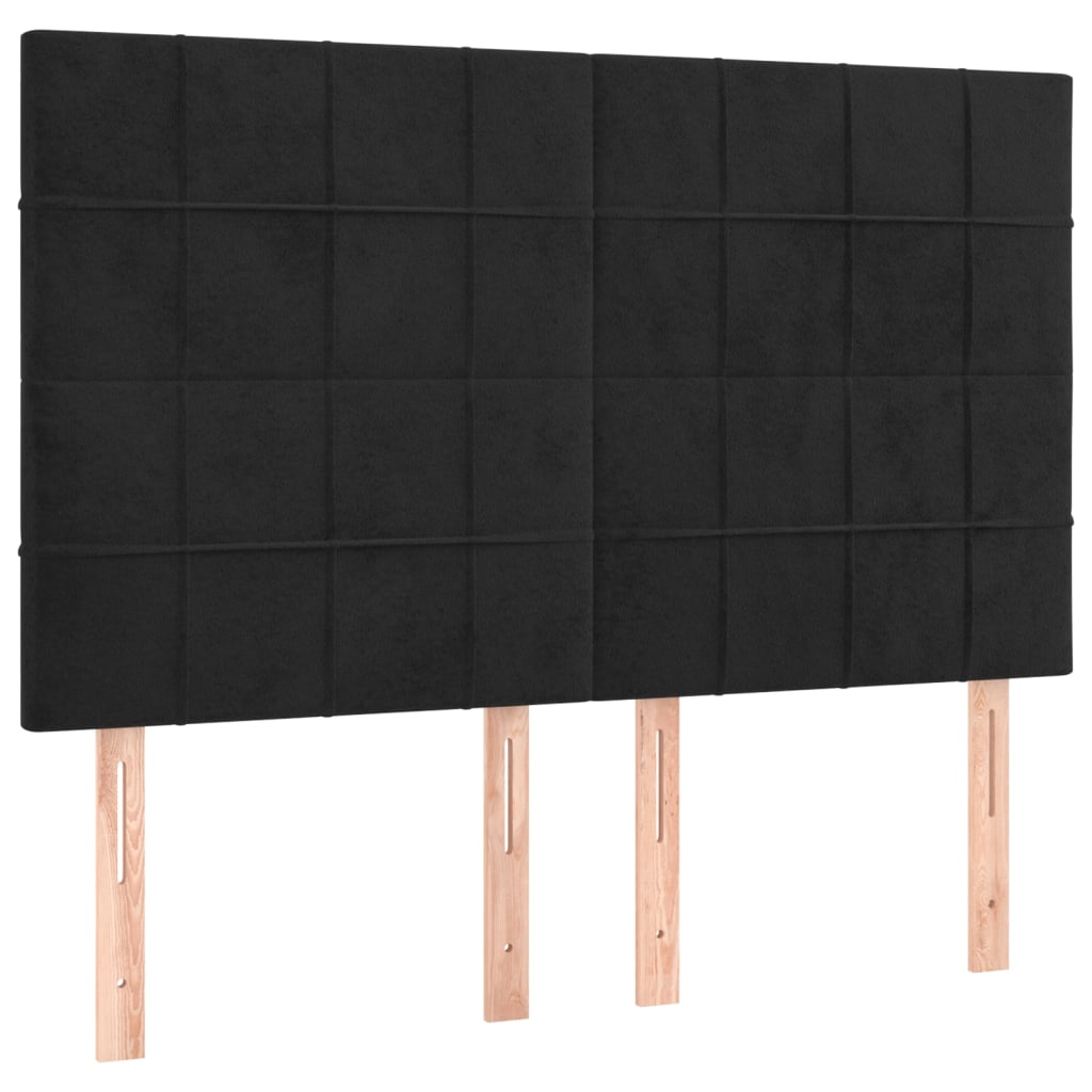 vidaXL Κρεβάτι Boxspring με Στρώμα Μαύρο 140x190 εκ. Βελούδινο