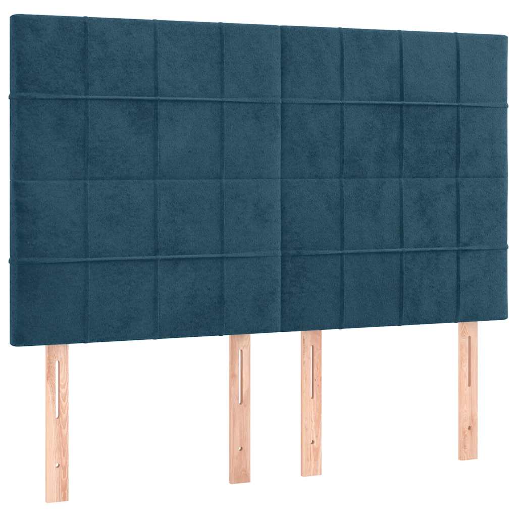 vidaXL Κρεβάτι Boxspring με Στρώμα Σκούρο Μπλε 140x190 εκ. Βελούδινο