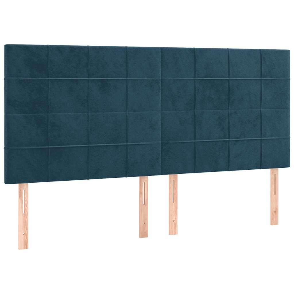 vidaXL Κρεβάτι Boxspring με Στρώμα Σκούρο Μπλε 160x200 εκ. Βελούδινο