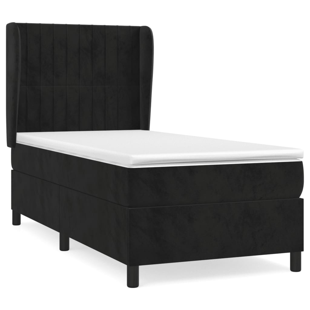 vidaXL Κρεβάτι Boxspring με Στρώμα Μαύρο 80 x 200 εκ. Βελούδινο