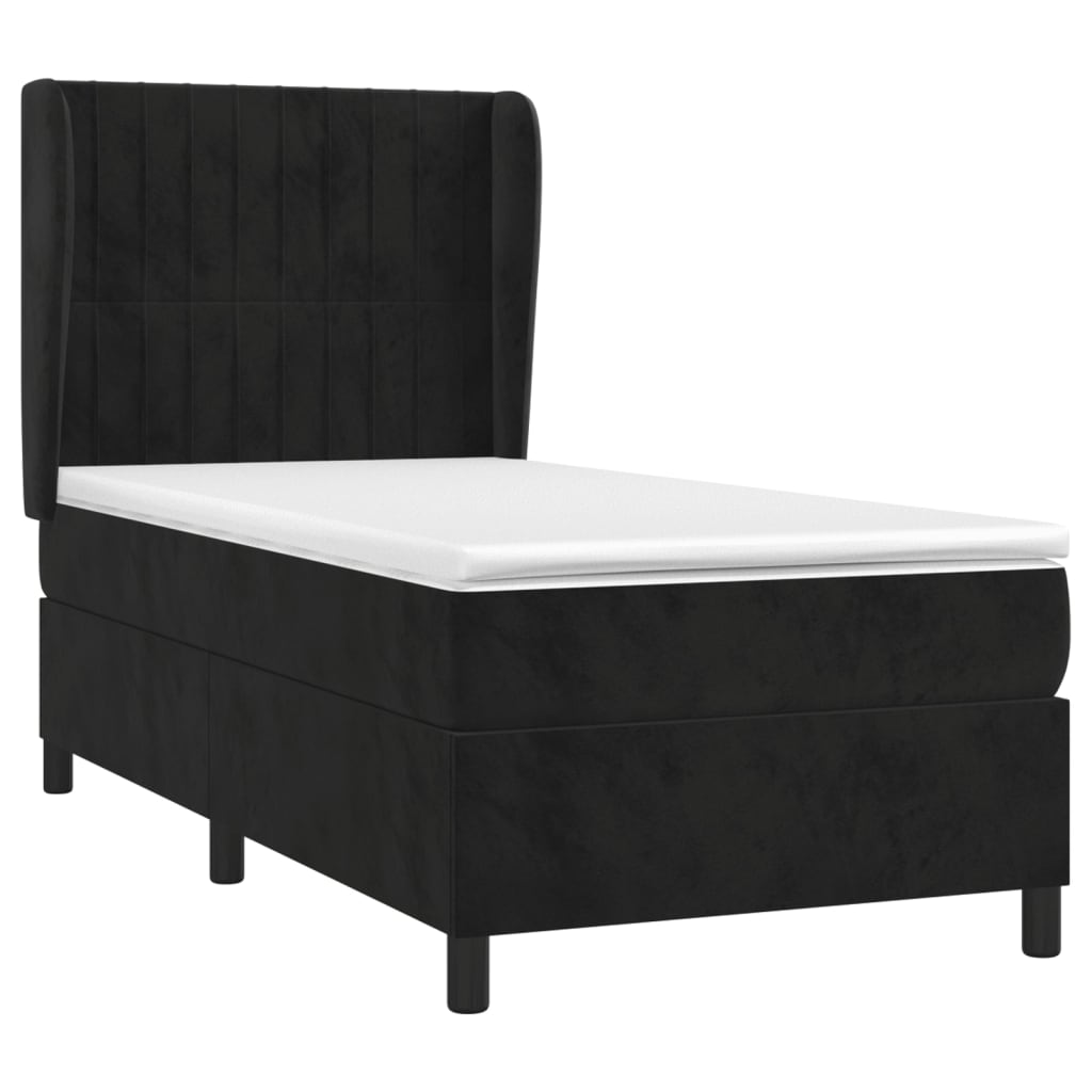 vidaXL Κρεβάτι Boxspring με Στρώμα Μαύρο 80 x 200 εκ. Βελούδινο