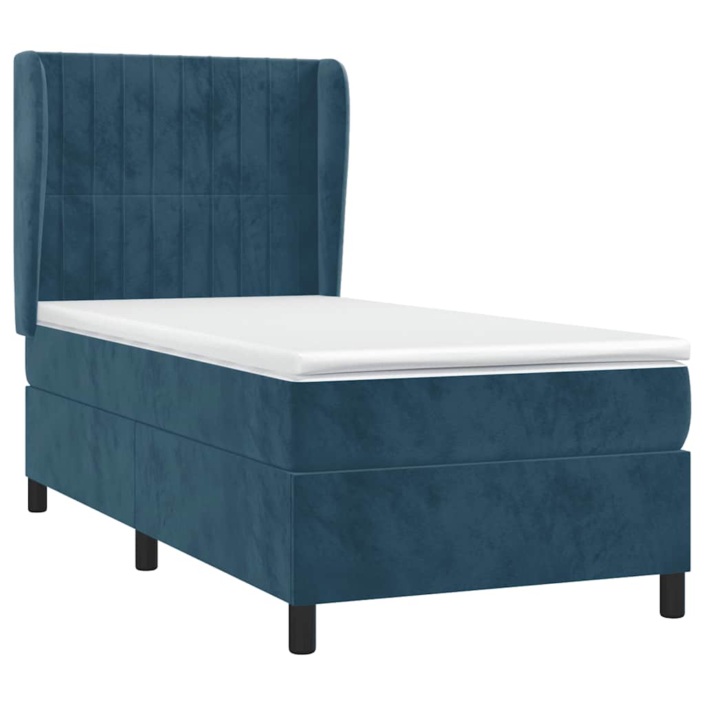 vidaXL Κρεβάτι Boxspring με Στρώμα Σκούρο Μπλε 80 x 200 εκ. Βελούδινο