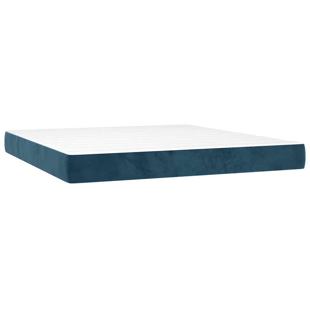vidaXL Κρεβάτι Boxspring με Στρώμα Σκούρο Μπλε 160x200 εκ. Βελούδινο