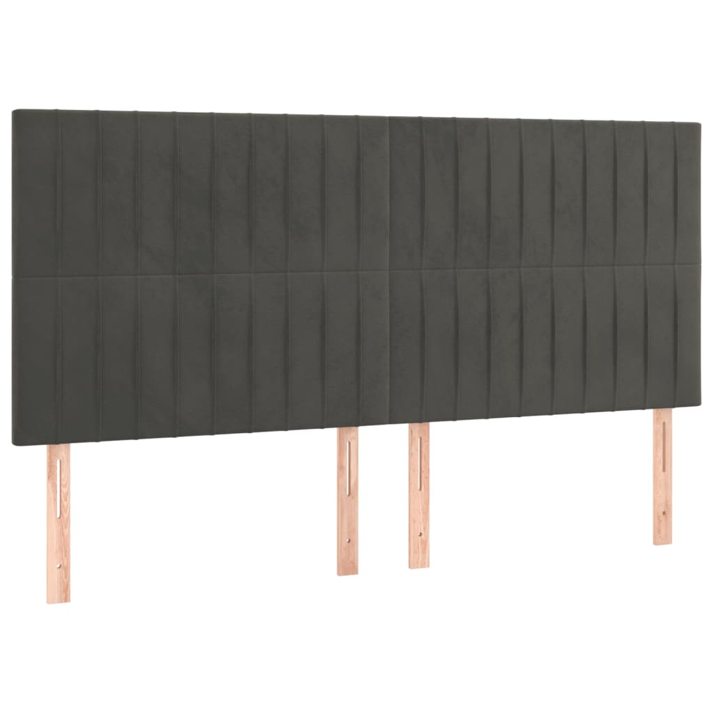 vidaXL Κρεβάτι Boxspring με Στρώμα Σκούρο Γκρι 180x200 εκ. Βελούδινο