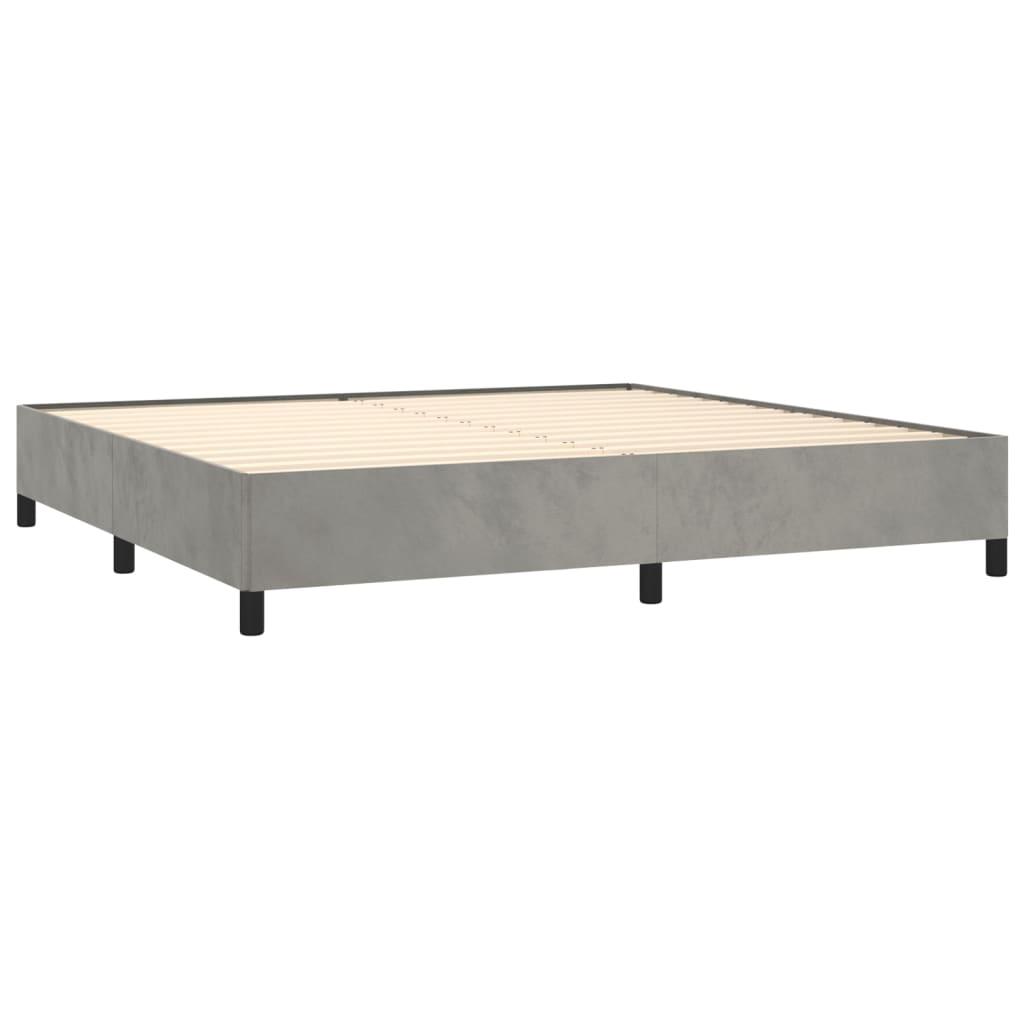 vidaXL Κρεβάτι Boxspring με Στρώμα Ανοιχτό Γκρι 200x200 εκ. Βελούδινο