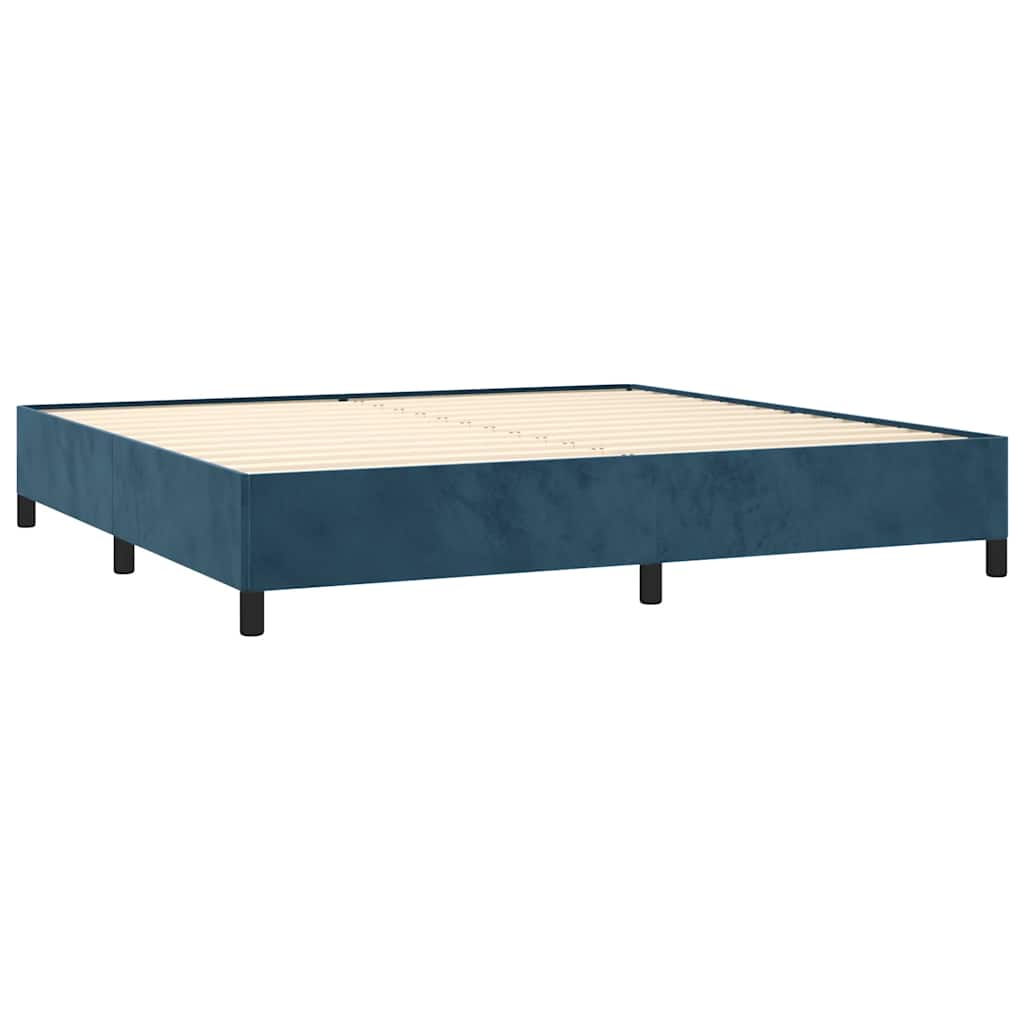 vidaXL Κρεβάτι Boxspring με Στρώμα Σκούρο Μπλε 200x200 εκ. Βελούδινο