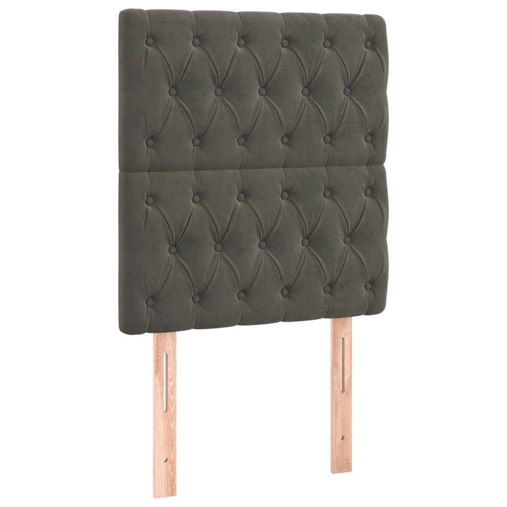 vidaXL Κρεβάτι Boxspring με Στρώμα Σκούρο Γκρι 80x200 εκ. Βελούδινο