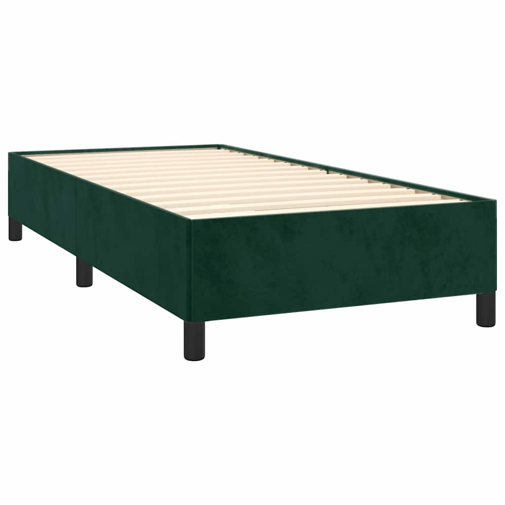 vidaXL Κρεβάτι Boxspring με Στρώμα Σκούρο Πράσινο 90x200 εκ. Βελούδινο