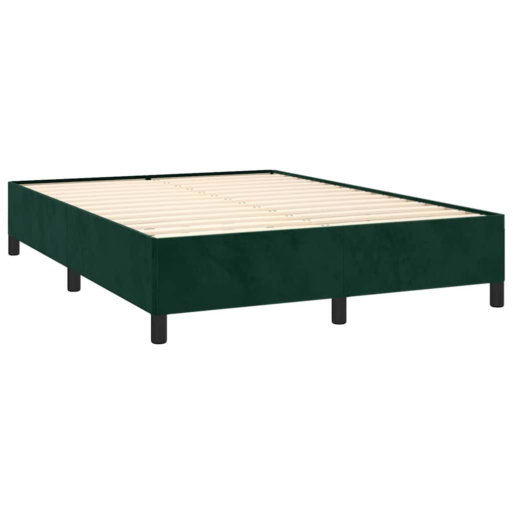 vidaXL Κρεβάτι Boxspring με Στρώμα Σκούρο Πράσινο 140x200εκ. Βελούδινο