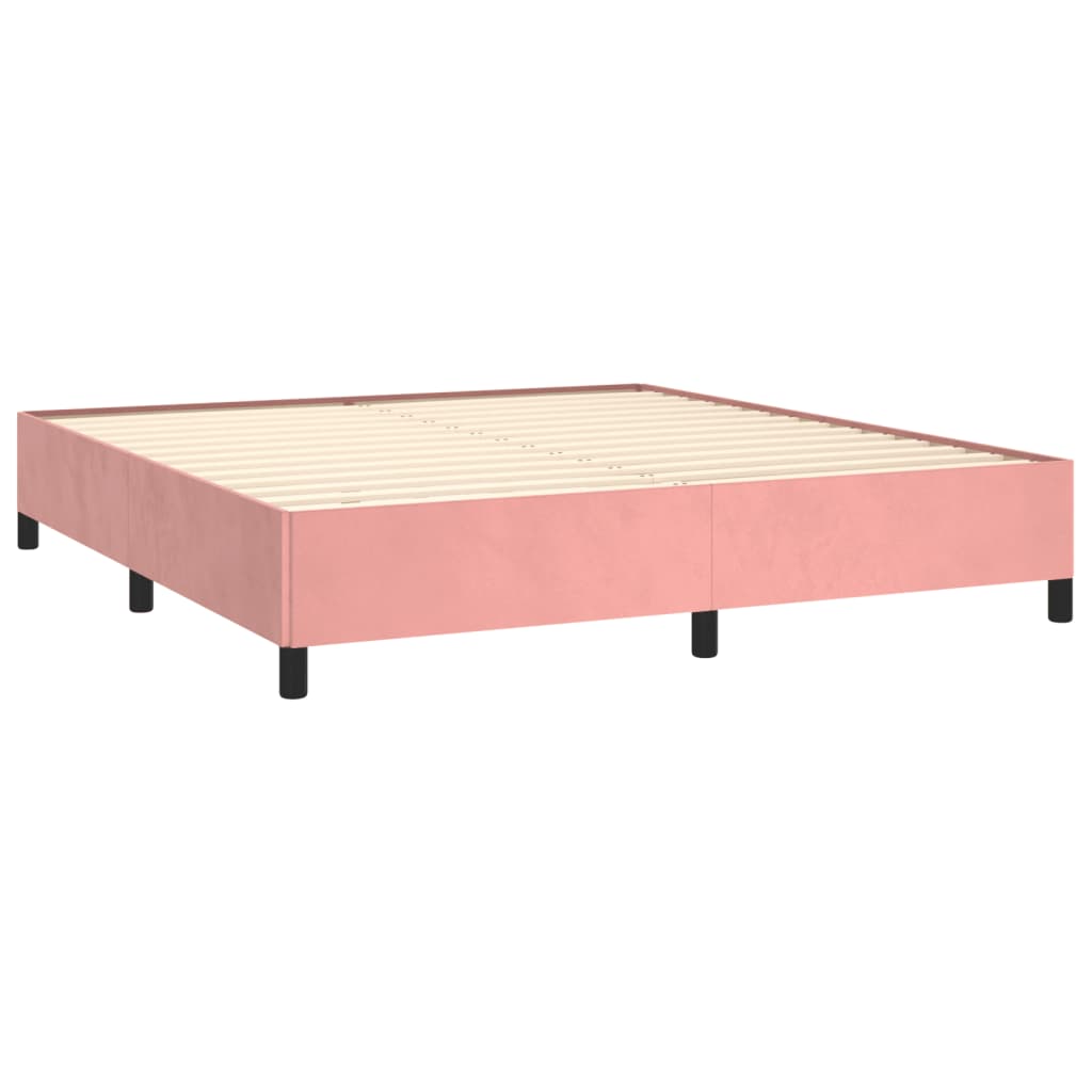 vidaXL Κρεβάτι Boxspring με Στρώμα Ροζ 180x200 εκ. Βελούδινο