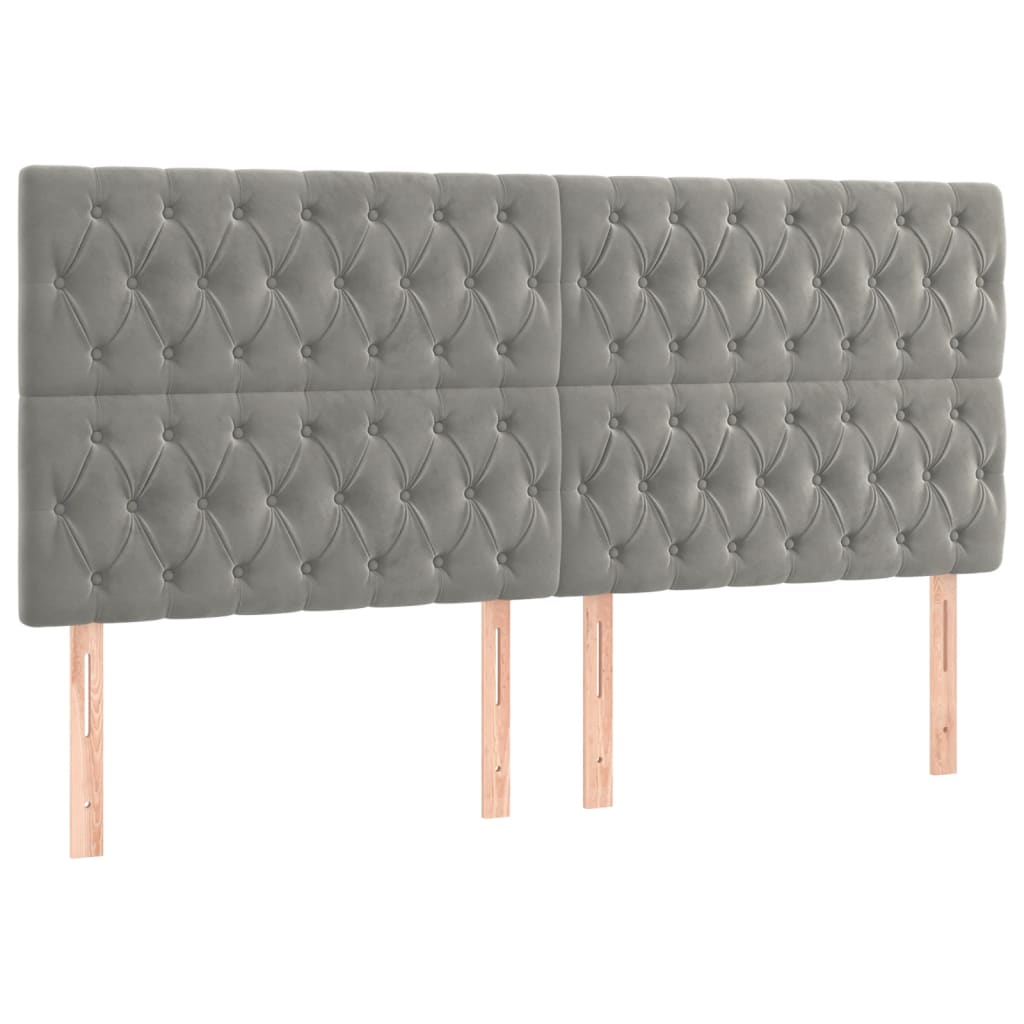 vidaXL Κρεβάτι Boxspring με Στρώμα Ανοιχτό Γκρι 200x200 εκ. Βελούδινο