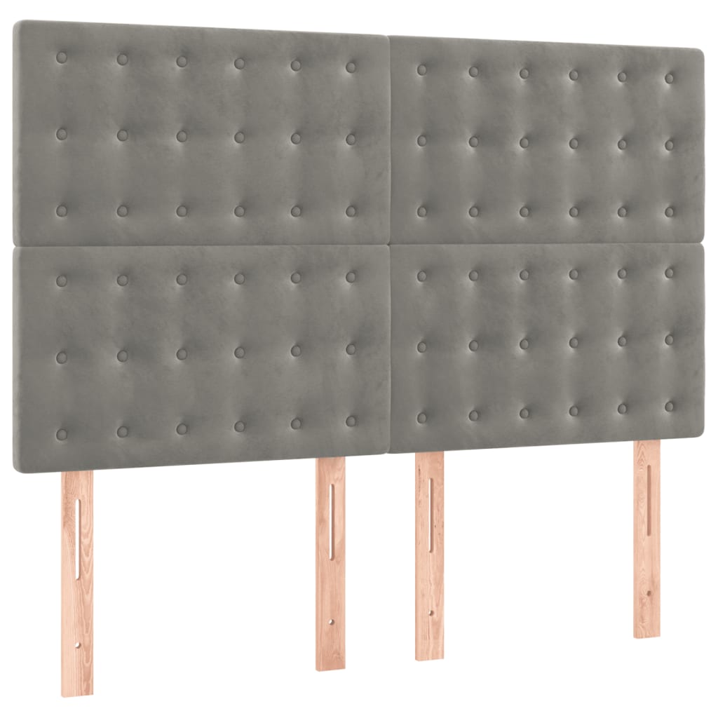 vidaXL Κρεβάτι Boxspring με Στρώμα Ανοιχτό Γκρι 140x190 εκ. Βελούδινο