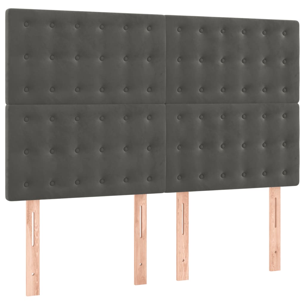 vidaXL Κρεβάτι Boxspring με Στρώμα Σκούρο Γκρι 140x190 εκ. Βελούδινο