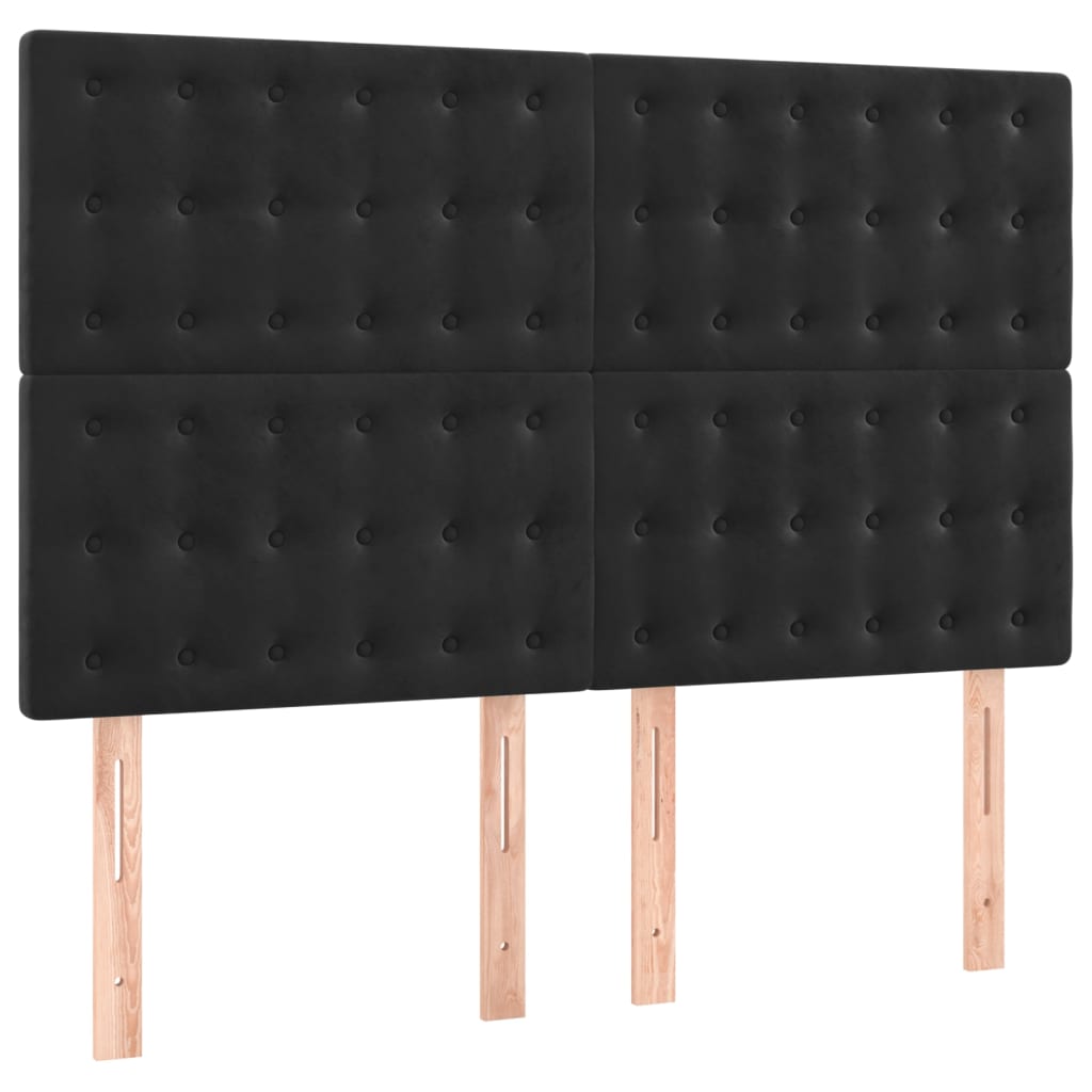 vidaXL Κρεβάτι Boxspring με Στρώμα Μαύρο 140x190 εκ. Βελούδινο