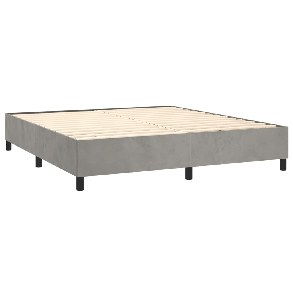 vidaXL Κρεβάτι Boxspring με Στρώμα Ανοιχτό Γκρι 160x200 εκ. Βελούδινο