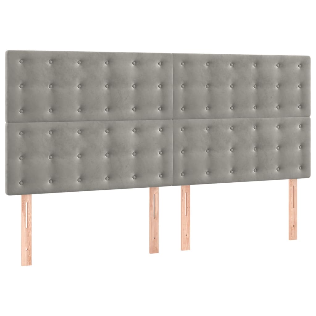 vidaXL Κρεβάτι Boxspring με Στρώμα Ανοιχτό Γκρι 160x200 εκ. Βελούδινο
