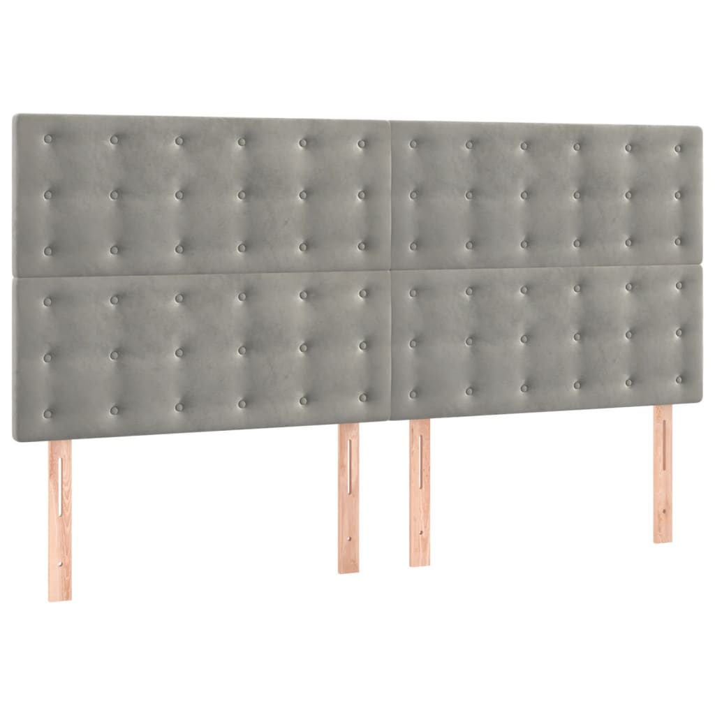 vidaXL Κρεβάτι Boxspring με Στρώμα Ανοιχτό Γκρι 180x200 εκ. Βελούδινο