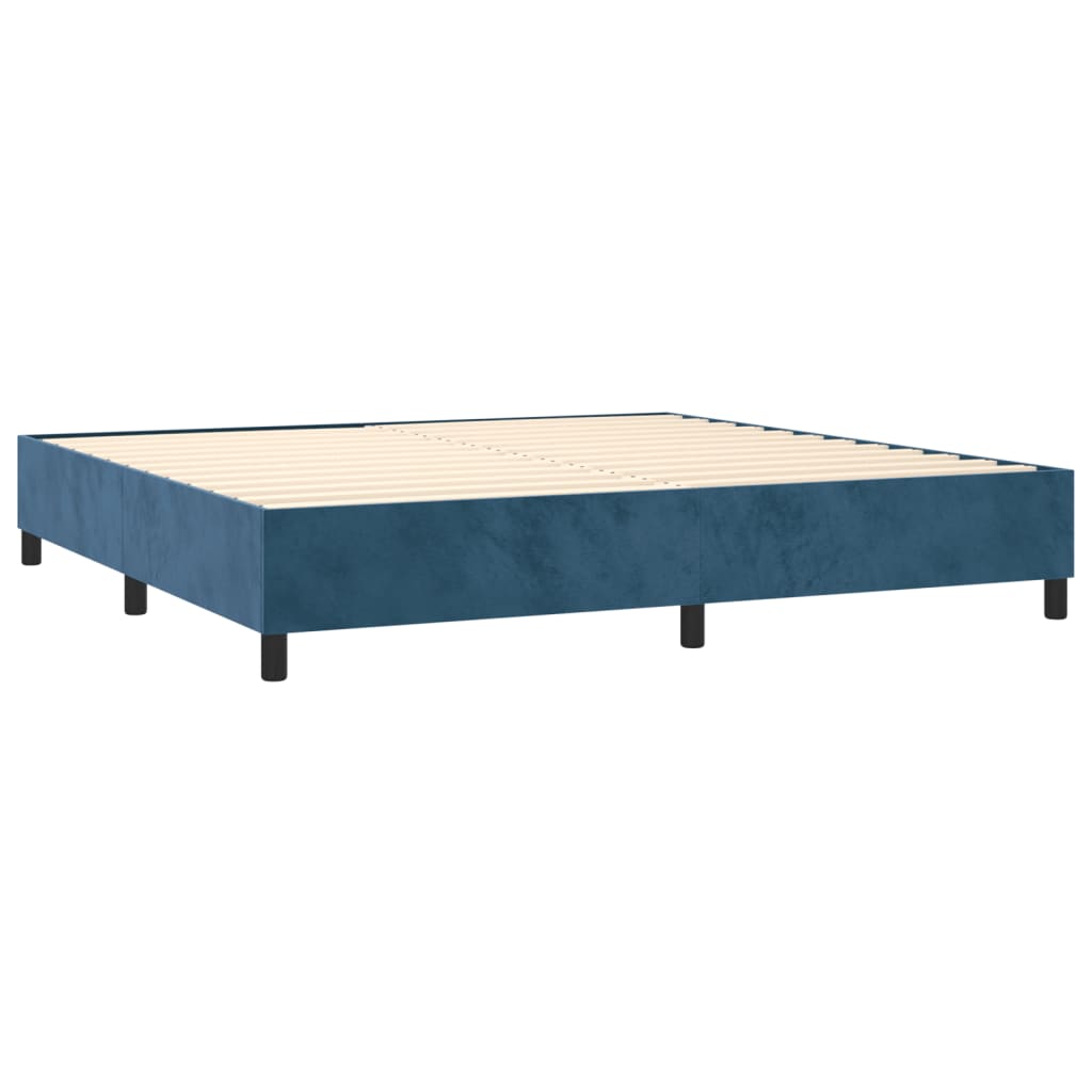 vidaXL Κρεβάτι Boxspring με Στρώμα Σκούρο Μπλε 200x200 εκ. Βελούδινο