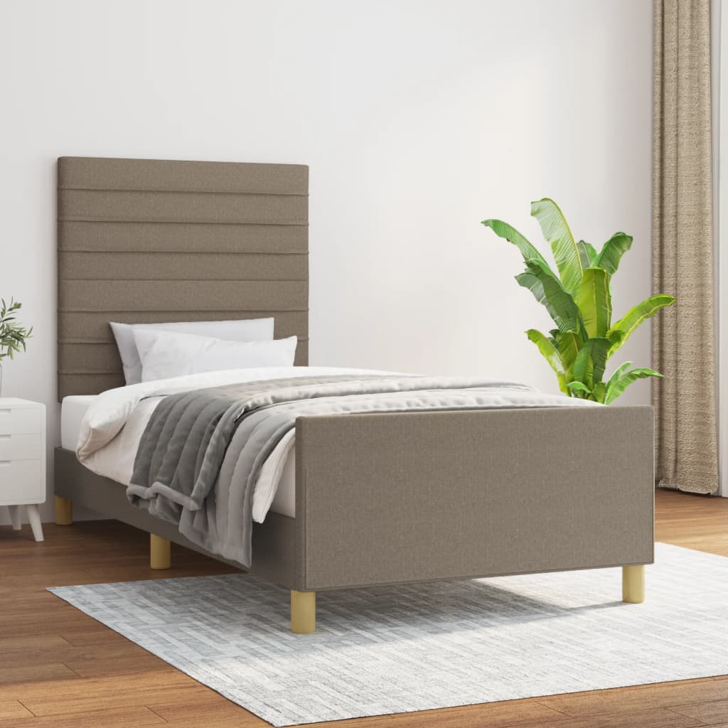 vidaXL Σκελετός Κρεβατιού Χωρίς Στρώμα Taupe 90x200 εκ. Υφασμάτινο