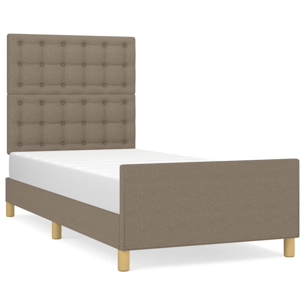 vidaXL Πλαίσιο Κρεβατιού με Κεφαλάρι Taupe 90x190 εκ. Υφασμάτινο
