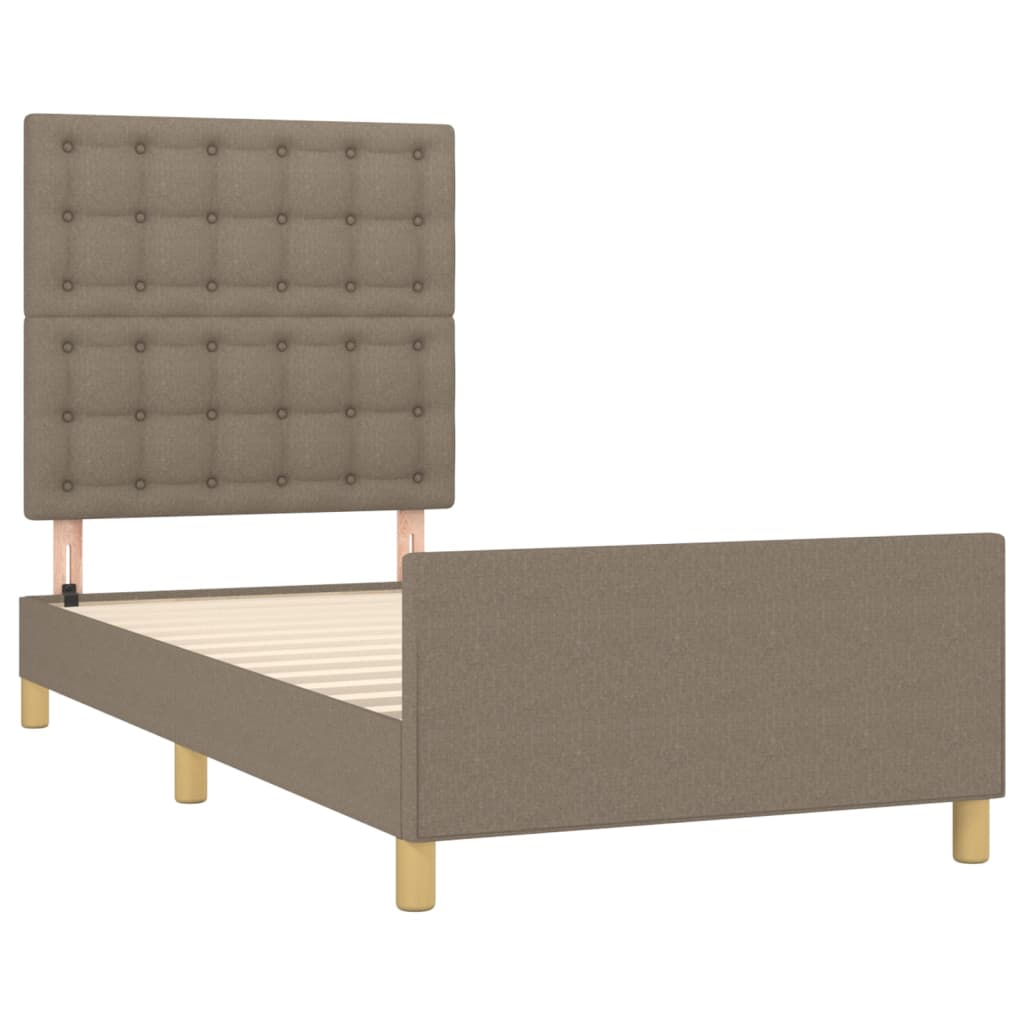 vidaXL Πλαίσιο Κρεβατιού με Κεφαλάρι Taupe 90x190 εκ. Υφασμάτινο