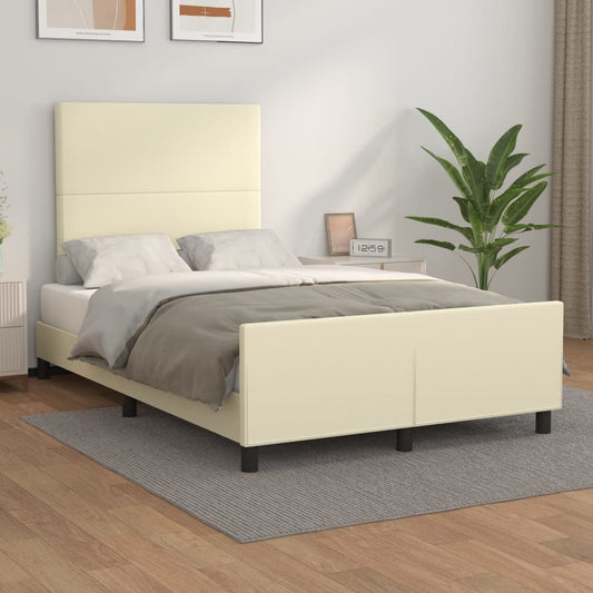 vidaXL Πλαίσιο Κρεβατιού με Κεφαλάρι Κρεμ 120x200 εκ. Συνθετικό Δέρμα