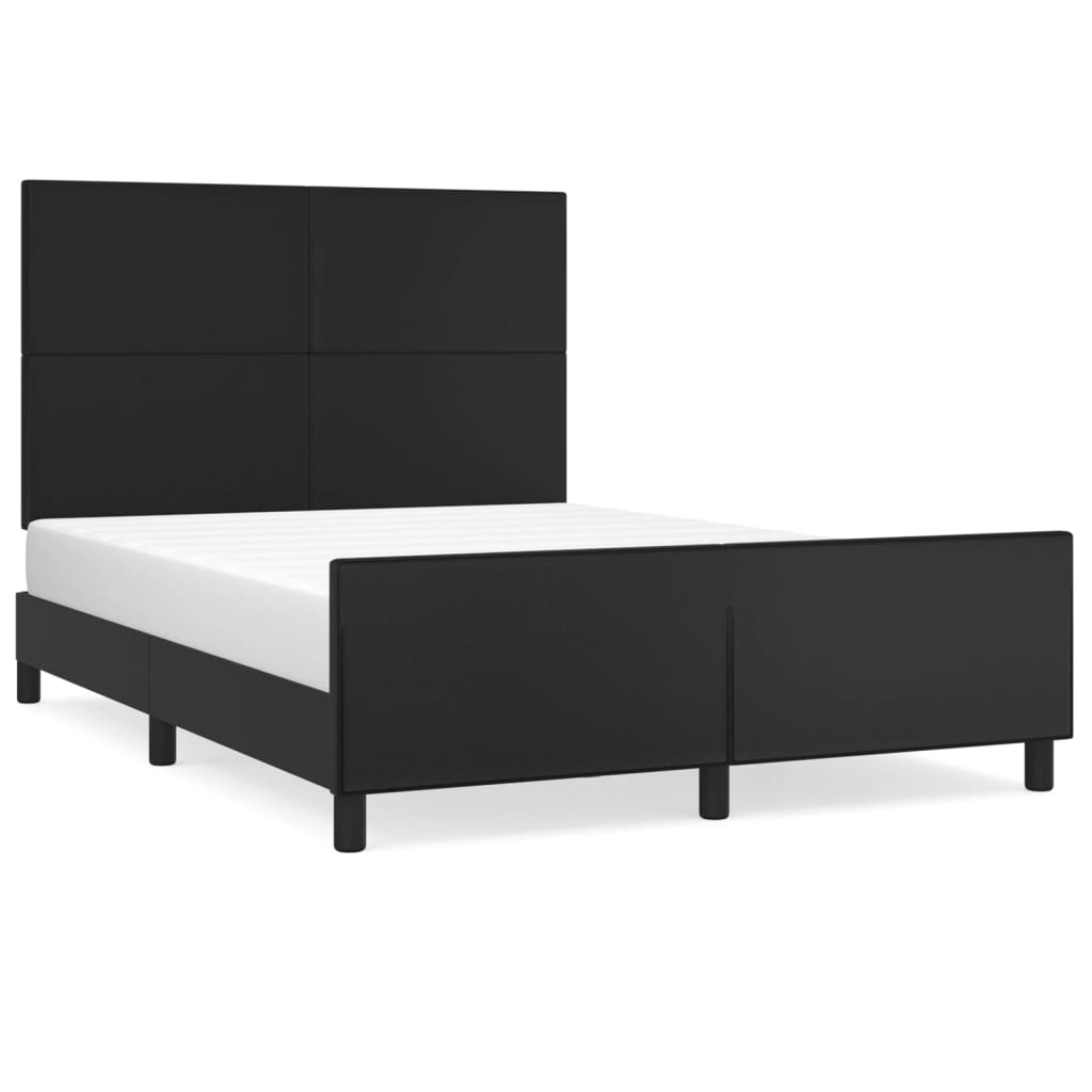 vidaXL Πλαίσιο Κρεβατιού με Κεφαλάρι Μαύρο 140x200 εκ. Συνθετικό Δέρμα