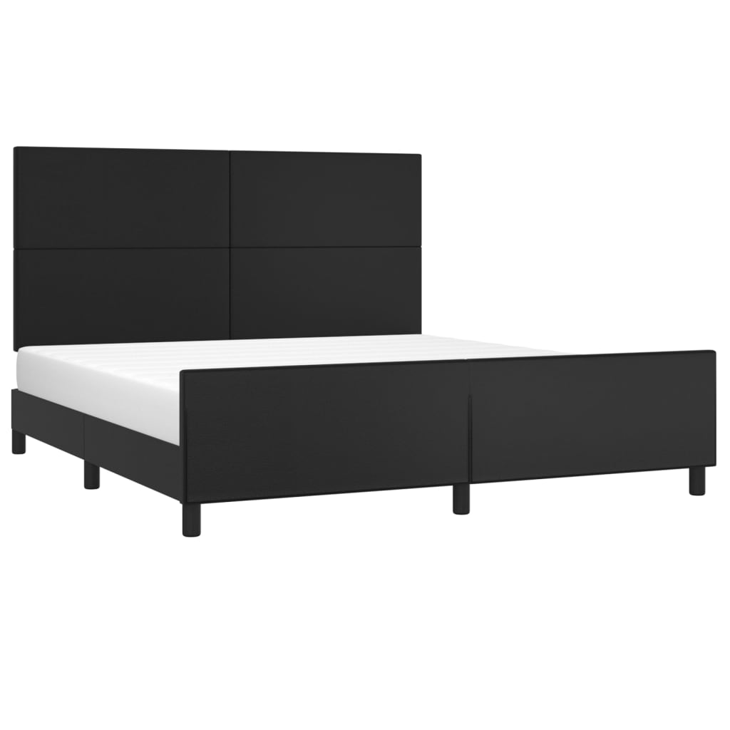 vidaXL Πλαίσιο Κρεβατιού με Κεφαλάρι Μαύρο 180x200 εκ. Συνθετικό Δέρμα