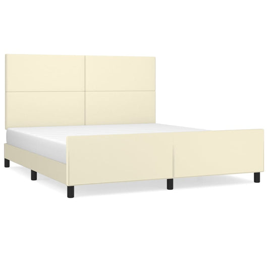 vidaXL Πλαίσιο Κρεβατιού με Κεφαλάρι Κρεμ 180x200 εκ. Συνθετικό Δέρμα