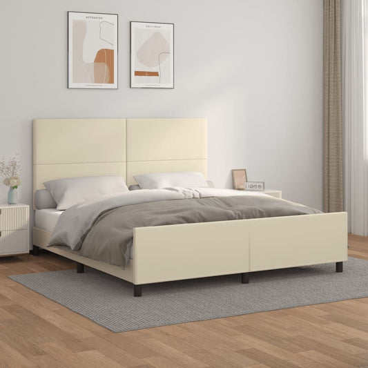 vidaXL Πλαίσιο Κρεβατιού με Κεφαλάρι Κρεμ 180x200 εκ. Συνθετικό Δέρμα