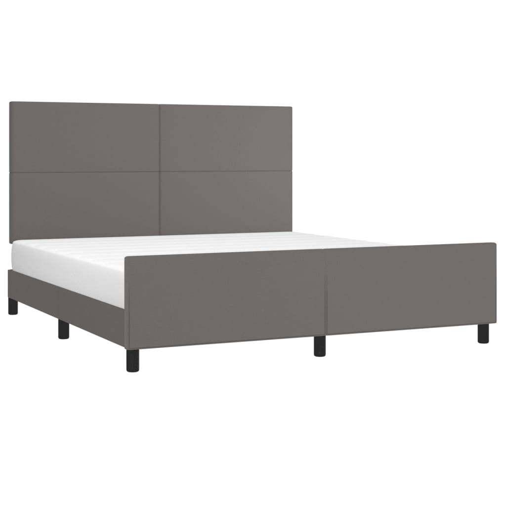vidaXL Πλαίσιο Κρεβατιού με Κεφαλάρι Γκρι 180x200 εκ. Συνθετικό Δέρμα