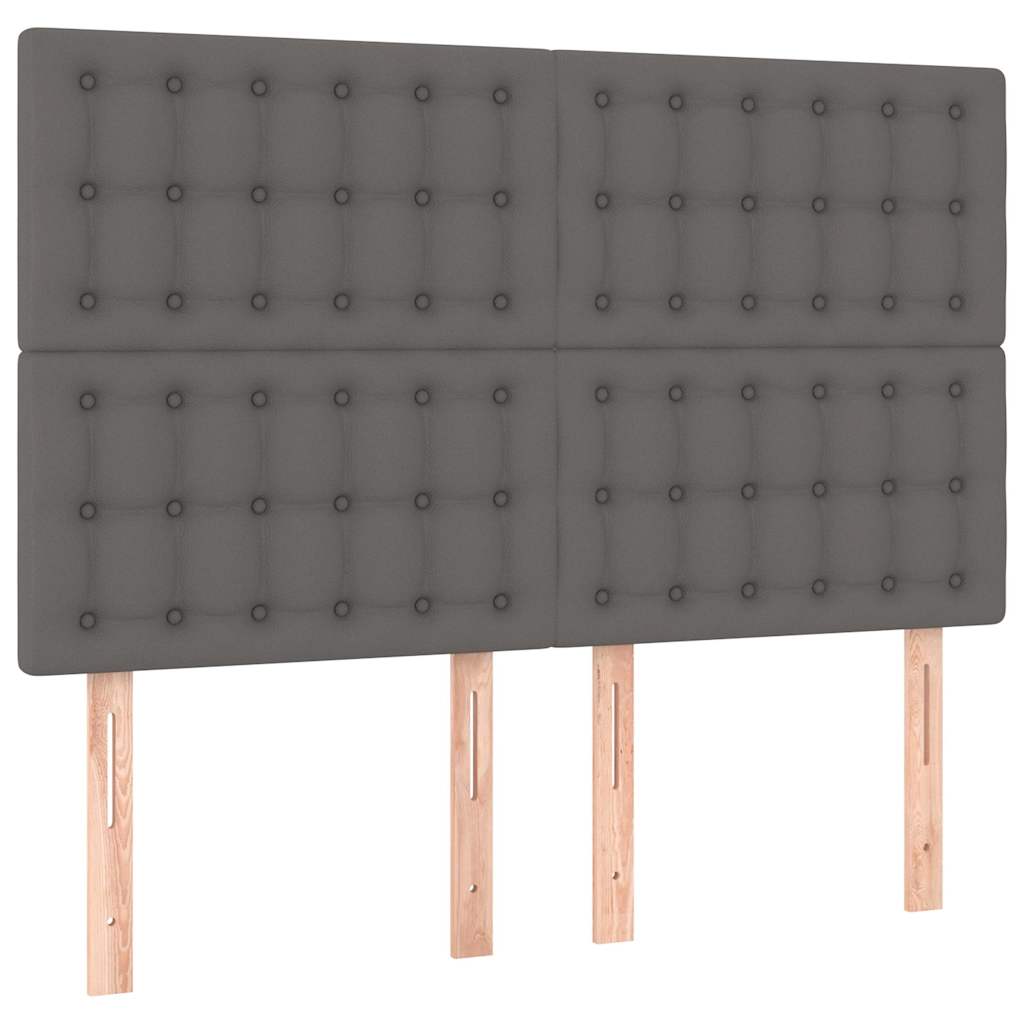 vidaXL Πλαίσιο Κρεβατιού με Κεφαλάρι Γκρι 140x200 εκ. Συνθετικό Δέρμα