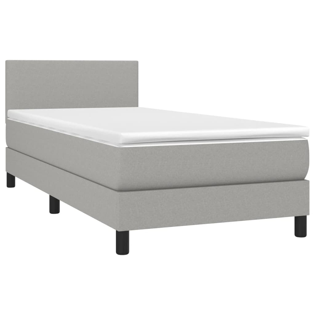 vidaXL Κρεβάτι Boxspring με Στρώμα Ανοιχτό Γκρι 80x200 εκ. Υφασμάτινο